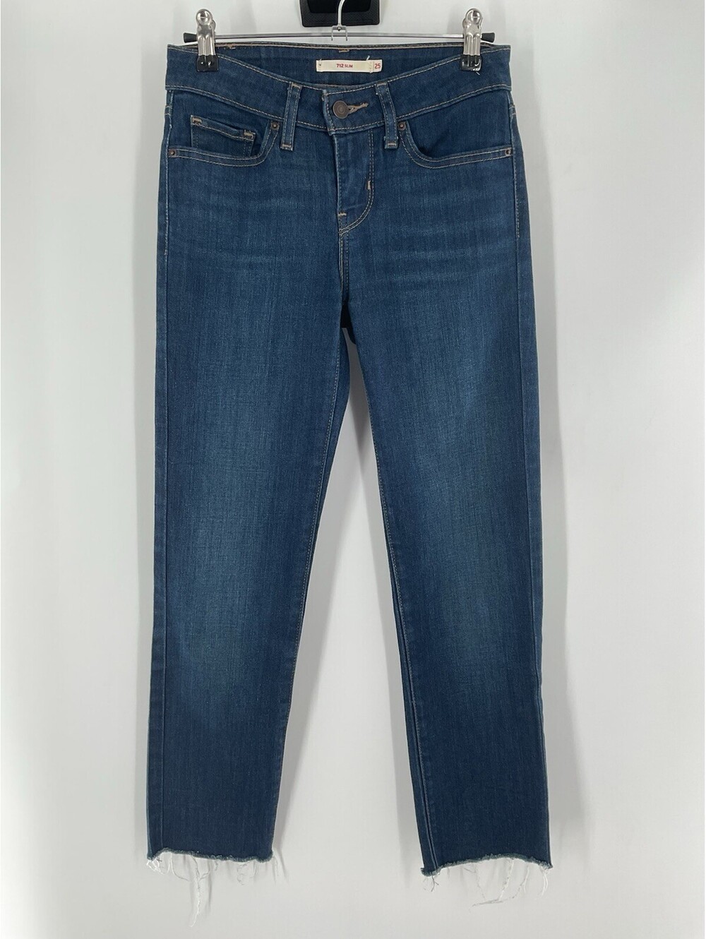 Levi Strauss Levis 712 Slim Size 25 Cut Off Jeans Dark Wash Blue 008